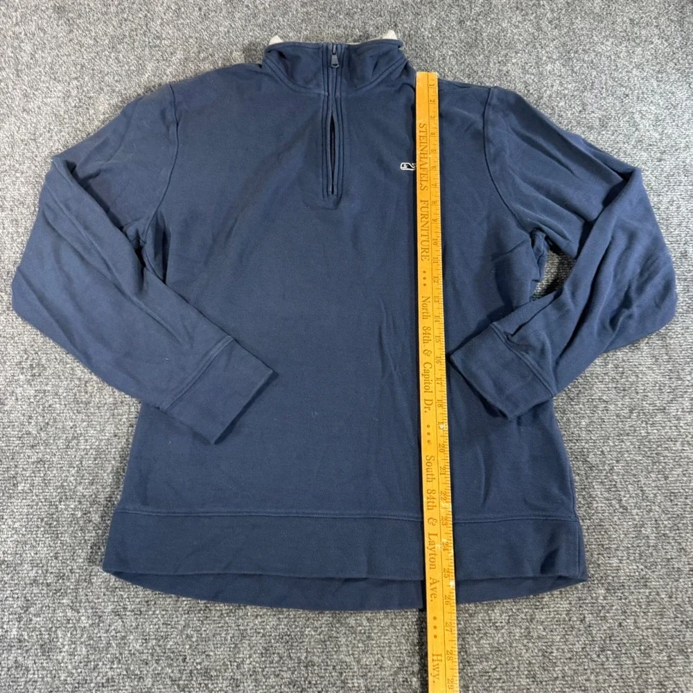 Vineyard Vines Mens Navy Blue 100% Pima Cotton Quarter Zip Pullover Sweater M - Picture 4 of 5